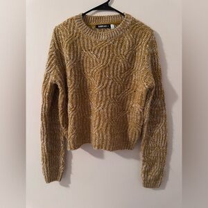 Handknit-Style Cable Crewneck Sweater - Mustard